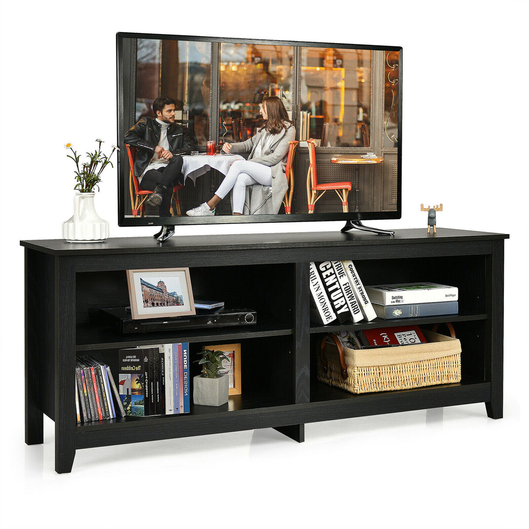 Gymax 4-Cubby TV Stand Media Console for TV's up to 65'' w/ Adjustable Shelf