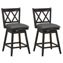 Load image into Gallery viewer, Gymax Set of 2 Barstools Swivel Counter Height Chairs w/Rubber Wood Legs
