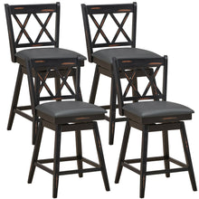 Load image into Gallery viewer, Gymax Set of 4 Barstools Swivel Counter Height Chairs w/Rubber Wood Legs
