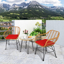 Load image into Gallery viewer, Gymax 3PCS Rattan Patio Bistro Set Conversation Furniture Set w/ Cushions
