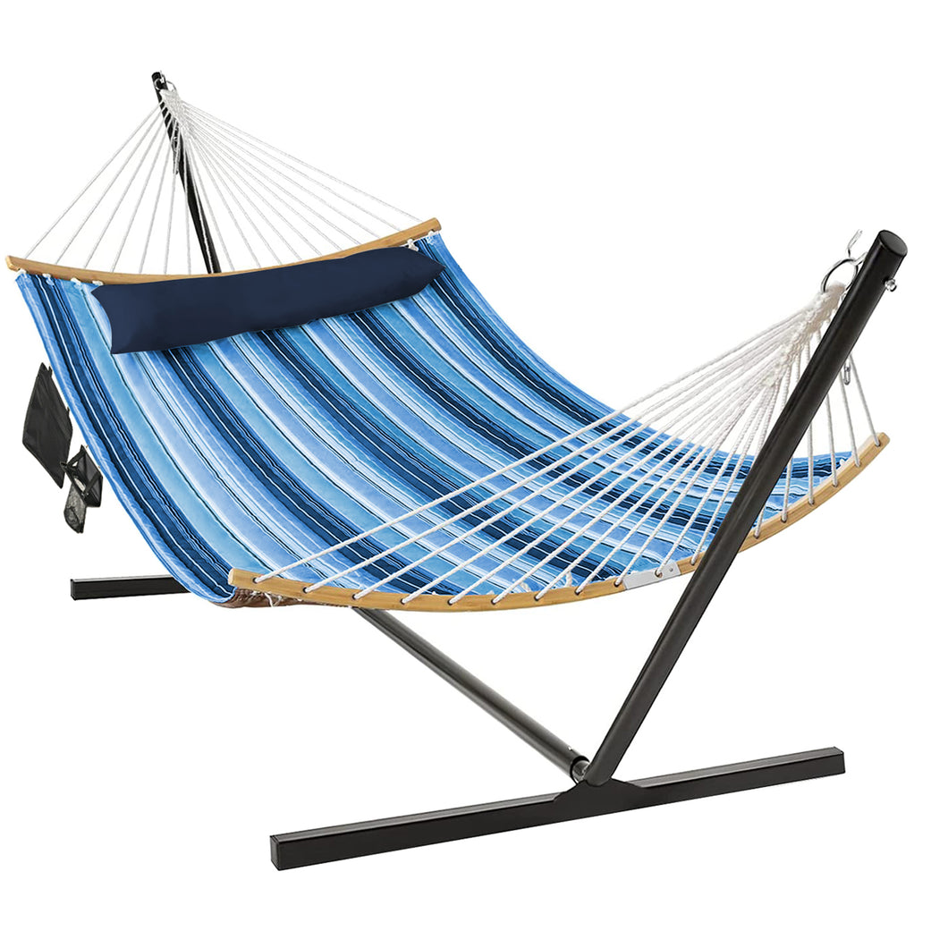 Gymax Swing Hammock Chair Set Hanging Bed w/ Heavy-Duty Steel Stand Cup Holder