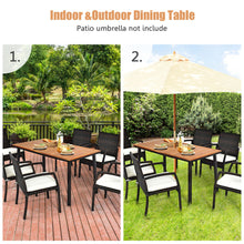 Load image into Gallery viewer, Gymax Rectangle Patio Outdoor Dining Table Acacia Wood Tabletop w/ 2&#39;&#39; Umbrella Hole
