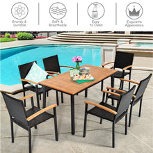 Load image into Gallery viewer, Gymax 7PCS Rattan Outdoor Dining Set Patio Furniture Set w/ Wooden Tabletop
