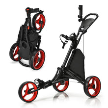Load image into Gallery viewer, Gymax 3-Wheel Foldable Golf Push Pull Cart Trolley w/ Adjustable Handle
