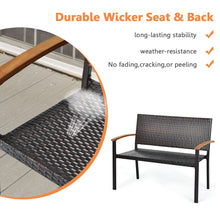 Load image into Gallery viewer, Gymax Set of 2 Patio Wicker Bench All Weather Rattan Chair Loveseat w/ Acacia Armrest
