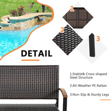 Load image into Gallery viewer, Gymax Set of 2 Patio Wicker Bench All Weather Rattan Chair Loveseat w/ Acacia Armrest
