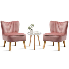 Load image into Gallery viewer, Gymax 3pcs Accent Chair &amp; End Table Set 2pcs Armless Velvet Sofa &amp; Round Table
