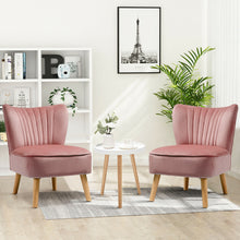 Load image into Gallery viewer, Gymax 3pcs Accent Chair &amp; End Table Set 2pcs Armless Velvet Sofa &amp; Round Table

