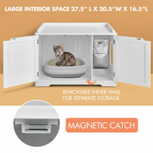 Load image into Gallery viewer, Gymax Cat Litter Box Wooden Enclosure Pet House Washroom Storage Bench White
