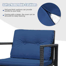 Load image into Gallery viewer, Gymax 3PCS Rattan Rocking Chair Table Set Patio Furniture Set w/ Navy Cushions
