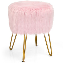 Load image into Gallery viewer, Gymax Faux Fur Vanity Chair Makeup Stool Furry Padded Seat Round Ottoman
