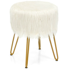 Load image into Gallery viewer, Gymax Faux Fur Vanity Chair Makeup Stool Furry Padded Seat Round Ottoman
