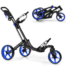 Load image into Gallery viewer, Gymax 3 Wheels Foldable Golf Push Pull Cart Trolley w/ Adjustable Handle Brake
