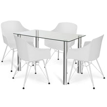Load image into Gallery viewer, Gymax Dining Table Set Modern Glass Top Table &amp; 4 Molded Shell Plastic Chairs
