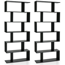 Load image into Gallery viewer, Gymax 2 PCS 6 Tier S-Shaped Bookshelf Storage Display Bookcase Z-Shelf
