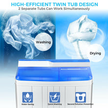 Load image into Gallery viewer, Gymax 13LBS Portable Compact Mini Twin Tub Washing Machine Drain Pump Spinner
