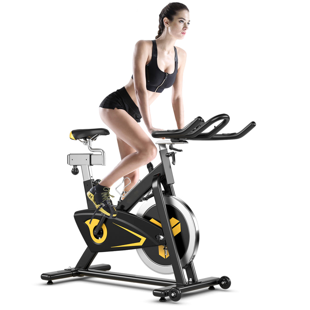 Gymax Belt Drive Stationary Bike Indoor Magnetic Exercise Bike Cardio Fitness