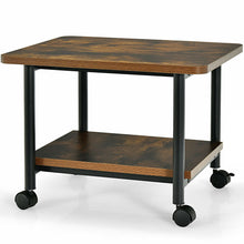 Load image into Gallery viewer, Gymax 2-Tier Rolling Under Desk Printer Cart Machine Stand Storage Rack Brown
