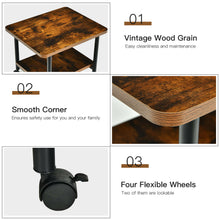 Load image into Gallery viewer, Gymax 2-Tier Rolling Under Desk Printer Cart Machine Stand Storage Rack Brown
