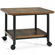 Load image into Gallery viewer, Gymax 2-Tier Rolling Under Desk Printer Cart Machine Stand Storage Rack Brown
