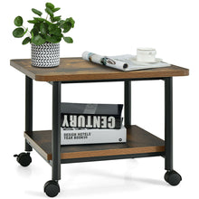 Load image into Gallery viewer, Gymax 2-Tier Rolling Under Desk Printer Cart Machine Stand Storage Rack Brown
