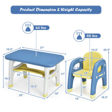 Load image into Gallery viewer, Gymax Kids Dinosaur Table and Chair Set Activity Study Desk w/ Building Blocks
