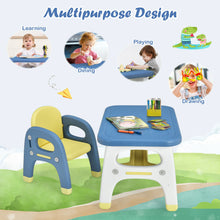 Load image into Gallery viewer, Gymax Kids Dinosaur Table and Chair Set Activity Study Desk w/ Building Blocks
