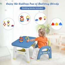 Load image into Gallery viewer, Gymax Kids Dinosaur Table and Chair Set Activity Study Desk w/ Building Blocks
