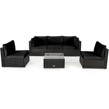 Load image into Gallery viewer, Gymax 6PCS Rattan Outdoor Sectional Sofa Set Patio Furniture Set w/ Black Cushions
