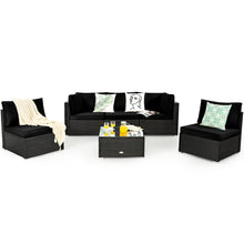 Load image into Gallery viewer, Gymax 6PCS Rattan Outdoor Sectional Sofa Set Patio Furniture Set w/ Black Cushions
