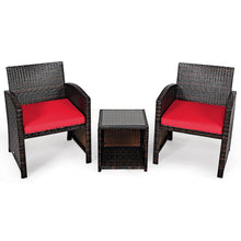 Load image into Gallery viewer, Gymax 3PCS Rattan Patio Conversation Furniture Set Yard Outdoor w/ Cushions
