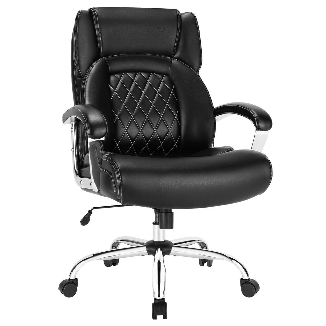 Gymax 500LBS High Back Big & Tall Office Chair Adjustable Leather Task Chair