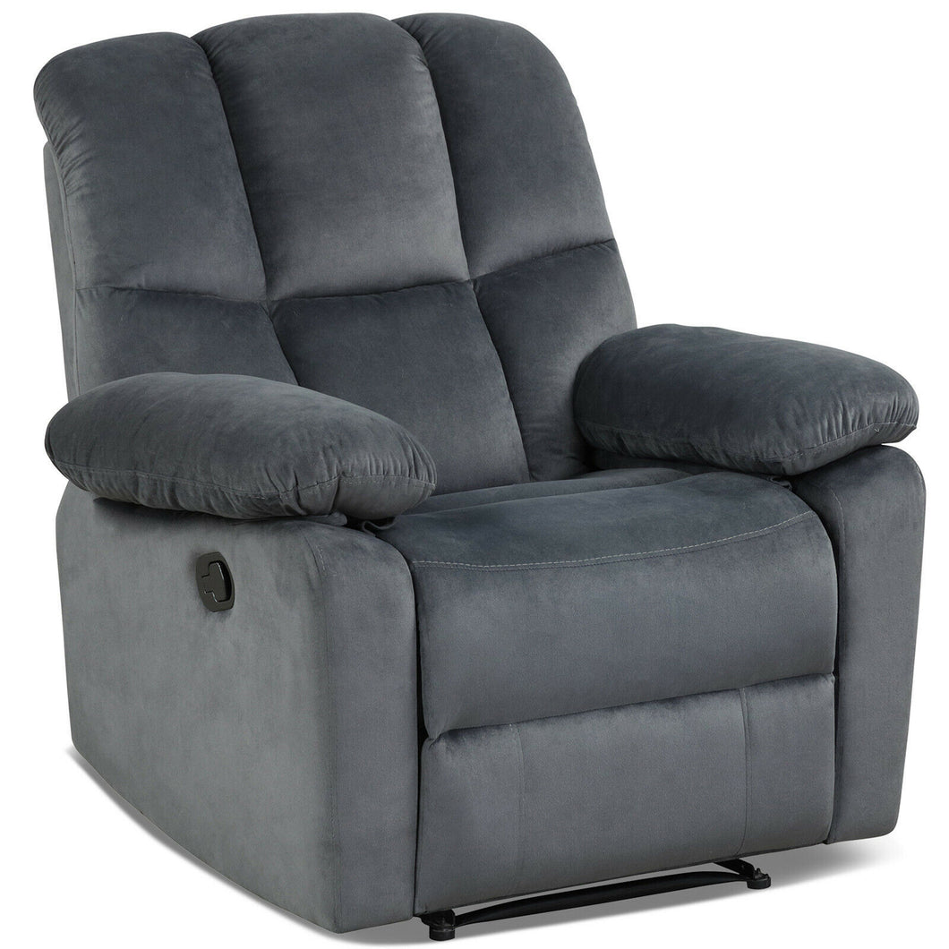 Gymax Recliner Chair Single Sofa Lounger Home Theater Seating w/Footrest Grey