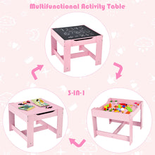 Load image into Gallery viewer, Gymax 3 in 1 Kids Wood Table Chairs Set w/ Storage Box Blackboard Drawing Pink
