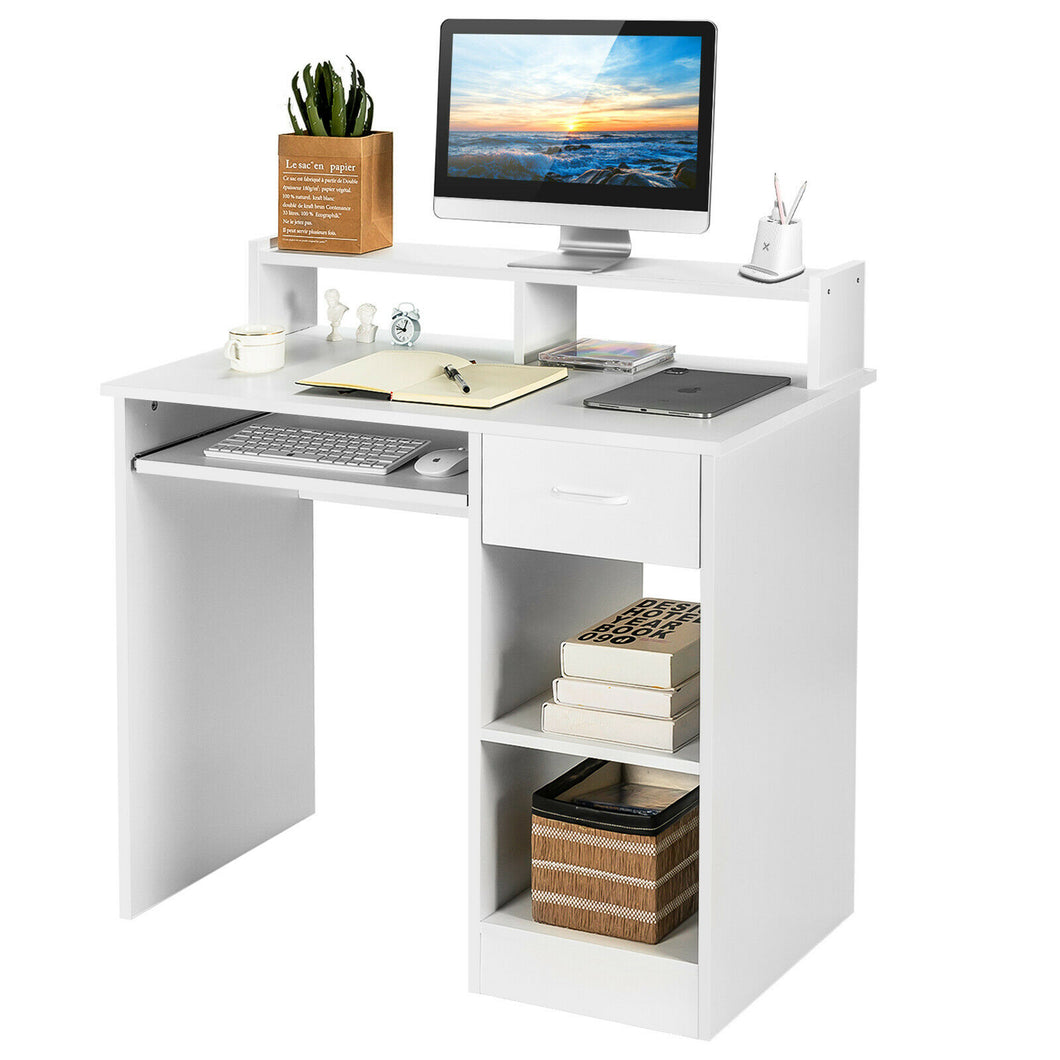 Gymax Computer Desk Writing Table Study Workstation Home Office w/Drawer White