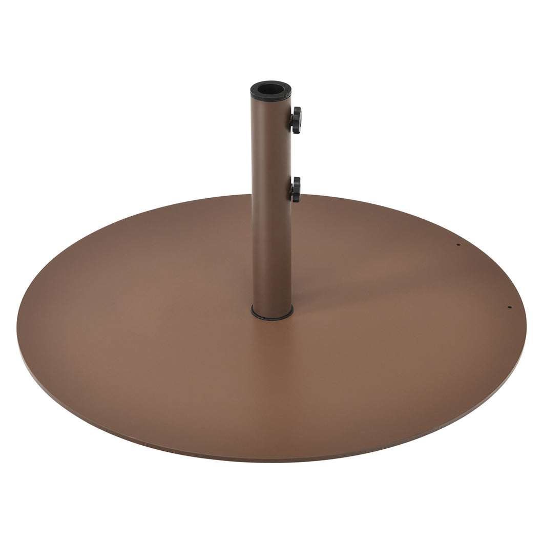 Gymax Round Weighted Patio Umbrella Base Stand 59 lbs w/ 3 Adapters Brown