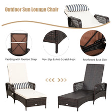 Load image into Gallery viewer, Gymax Set of 2 Rattan Patio Lounge Chair Chaise w/ Adjustable Backrest Cushion &amp; Pillow
