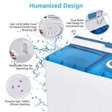 Load image into Gallery viewer, Gymax Portable Semi-automatic Washing Machine 26 lbs Twin Tub Laundry Washer Blue
