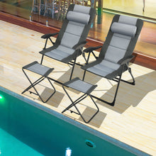 Load image into Gallery viewer, Gymax 4PCS Folding Patio Recliner Chair &amp; Ottoman Set w/ Adjustable Backrest
