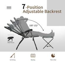 Load image into Gallery viewer, Gymax 4PCS Folding Patio Recliner Chair &amp; Ottoman Set w/ Adjustable Backrest

