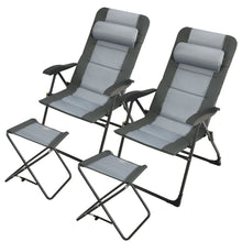 Load image into Gallery viewer, Gymax 4PCS Folding Patio Recliner Chair &amp; Ottoman Set w/ Adjustable Backrest
