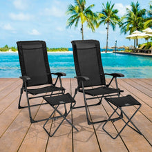 Load image into Gallery viewer, Gymax 4PCS Folding Patio Recliner Chair &amp; Ottoman Set w/ Adjustable Backrest
