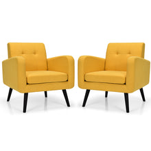 Load image into Gallery viewer, Gymax 2PCS Accent Armchair Single Sofa Chair Home Office w/ Wooden Legs Yellow
