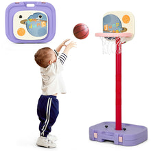 Load image into Gallery viewer, Gymax Portable 2 in 1 Kids Basketball Hoop Stand w/ Ring Toss &amp; Storage Box
