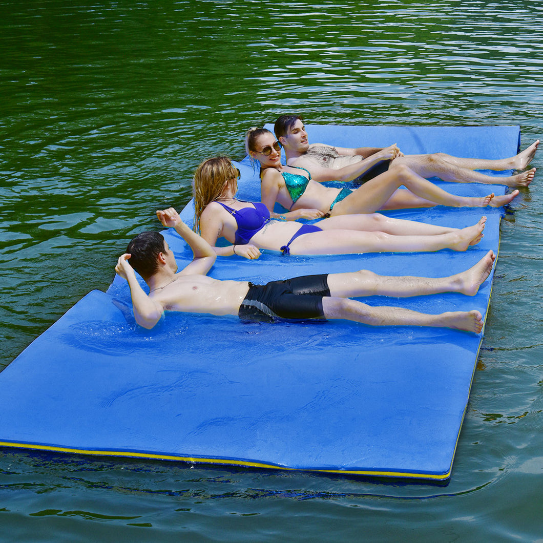 Gymax 12' x 6' Floating Water Pad Mat 3-Layer Foam Floating Island for Pool Lake