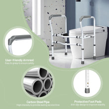 Load image into Gallery viewer, Gymax Adjustable Toilet Safety Frame &amp; Rail Stand Alone Bathroom Toilet Handrail
