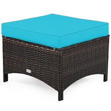 Load image into Gallery viewer, Gymax 5PCS Rattan Patio Conversation Sofa Furniture Set Outdoor w/ Turquoise Cushions
