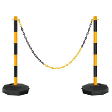 Load image into Gallery viewer, Gymax 2PCS Traffic Delineator Pole Safety Caution Barrier w/ 5ft Link Chains
