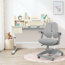 Load image into Gallery viewer, Gymax Kids Drafting Table Adjustable Height Study Desk &amp; Chair w/Bookshelf Grey
