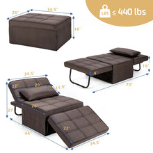 Load image into Gallery viewer, Gymax 4 in 1 Multi-Function Sofa Bed Convertible Sleeper Folding Ottoman Brown
